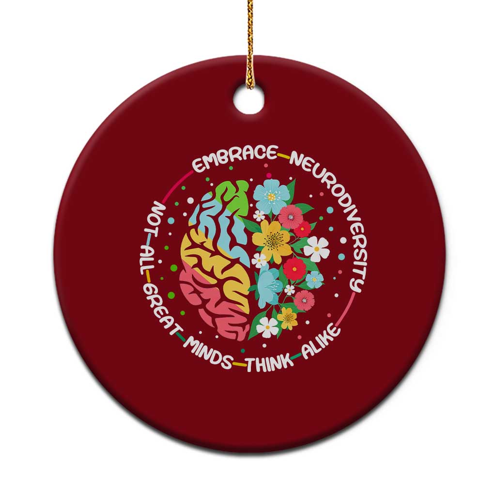 Embrace Neurodiversity Ceramic Ornament Neurodiverse Brain Autism Awareness ADHD Autistic TS02 1pc Red Print Your Wear