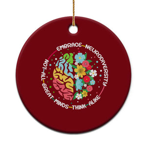 Embrace Neurodiversity Ceramic Ornament Neurodiverse Brain Autism Awareness ADHD Autistic TS02 1pc Red Print Your Wear
