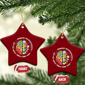 Embrace Neurodiversity Ceramic Ornament Neurodiverse Brain Autism Awareness ADHD Autistic TS02 Print Your Wear