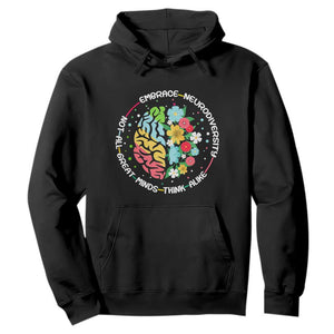 Embrace Neurodiversity Hoodie Neurodiverse Brain Autism Awareness ADHD Autistic TS02 Black Print Your Wear