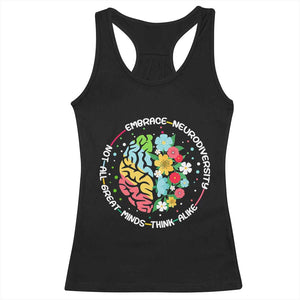 Embrace Neurodiversity Racerback Tank Top Neurodiverse Brain Autism Awareness ADHD Autistic TS02 Black Print Your Wear