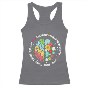 Embrace Neurodiversity Racerback Tank Top Neurodiverse Brain Autism Awareness ADHD Autistic TS02 Charcoal Print Your Wear