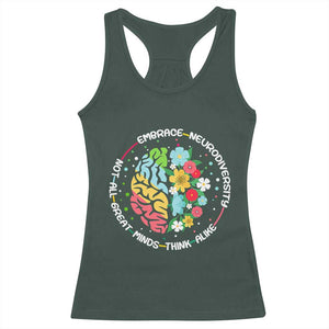 Embrace Neurodiversity Racerback Tank Top Neurodiverse Brain Autism Awareness ADHD Autistic TS02 Dark Forest Green Print Your Wear