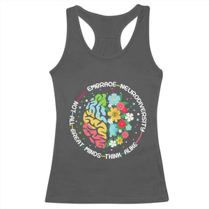 Embrace Neurodiversity Racerback Tank Top Neurodiverse Brain Autism Awareness ADHD Autistic TS02 Dark Heather Print Your Wear