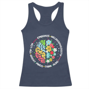 Embrace Neurodiversity Racerback Tank Top Neurodiverse Brain Autism Awareness ADHD Autistic TS02 Navy Print Your Wear