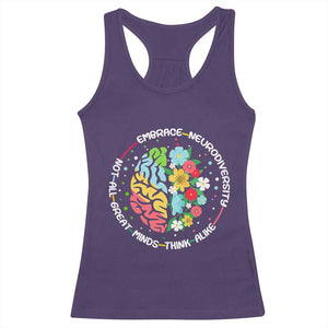 Embrace Neurodiversity Racerback Tank Top Neurodiverse Brain Autism Awareness ADHD Autistic TS02 Purple Print Your Wear
