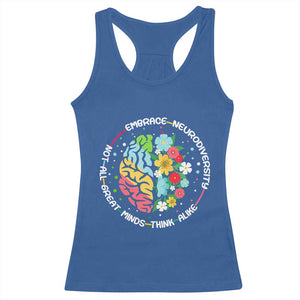 Embrace Neurodiversity Racerback Tank Top Neurodiverse Brain Autism Awareness ADHD Autistic TS02 Royal Blue Print Your Wear