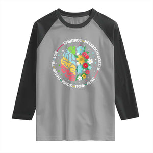 Embrace Neurodiversity Raglan Shirt Neurodiverse Brain Autism Awareness ADHD Autistic TS02 Sport Gray Black Print Your Wear