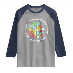 Embrace Neurodiversity Raglan Shirt Neurodiverse Brain Autism Awareness ADHD Autistic TS02 Sport Gray Navy Print Your Wear