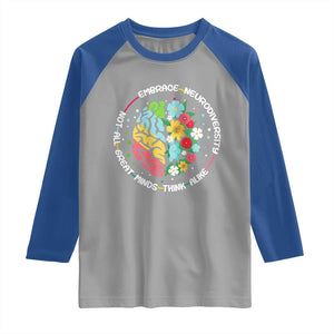 Embrace Neurodiversity Raglan Shirt Neurodiverse Brain Autism Awareness ADHD Autistic TS02 Sport Gray Royal Print Your Wear