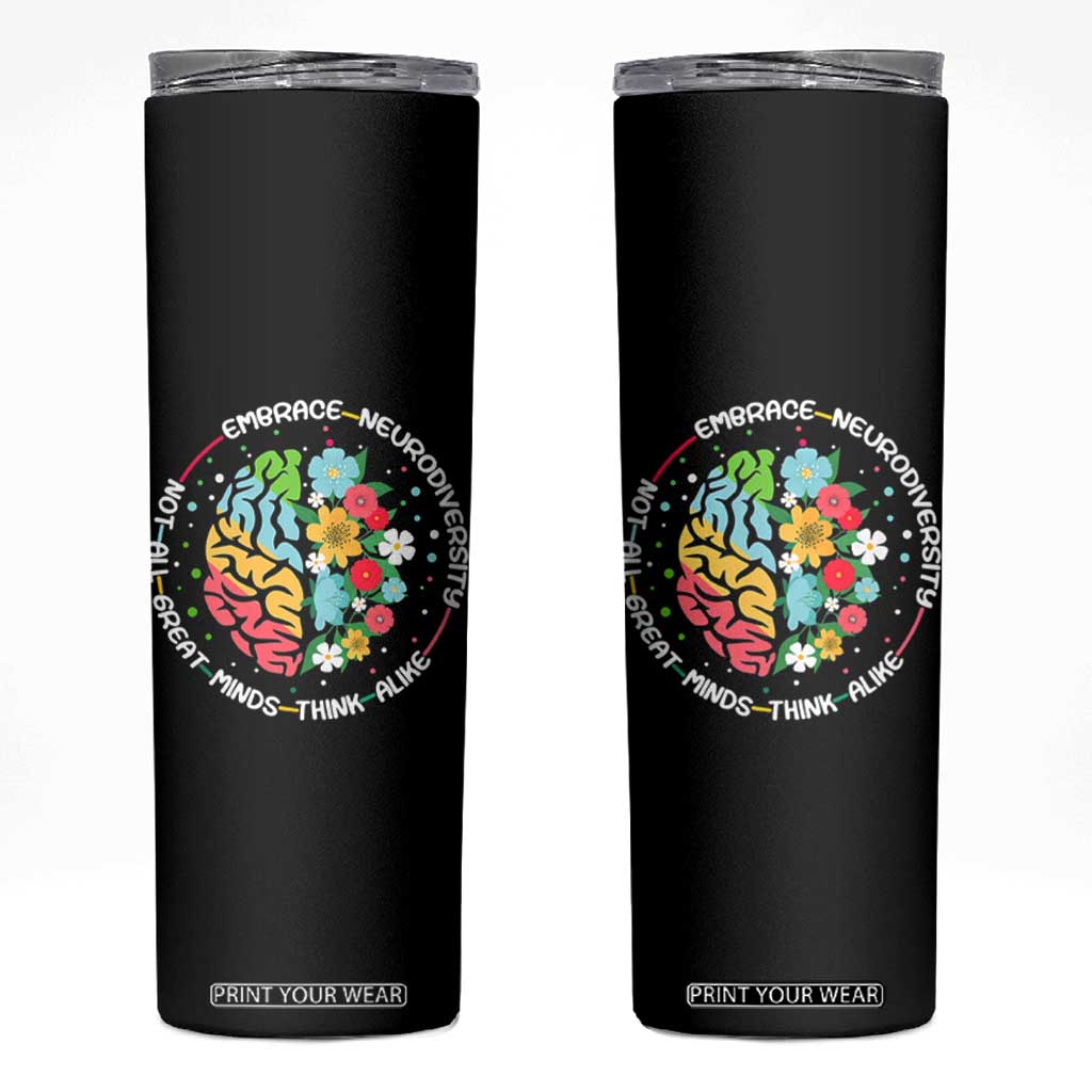 Embrace Neurodiversity Skinny Tumbler Neurodiverse Brain Autism Awareness ADHD Autistic TS02 Black Print Your Wear