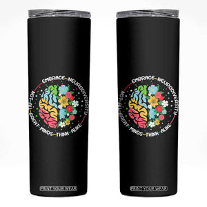 Embrace Neurodiversity Skinny Tumbler Neurodiverse Brain Autism Awareness ADHD Autistic TS02 Black Print Your Wear