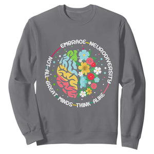 Embrace Neurodiversity Sweatshirt Neurodiverse Brain Autism Awareness ADHD Autistic TS02 Charcoal Print Your Wear