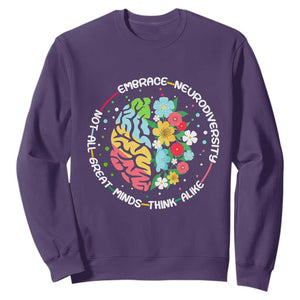 Embrace Neurodiversity Sweatshirt Neurodiverse Brain Autism Awareness ADHD Autistic TS02 Purple Print Your Wear