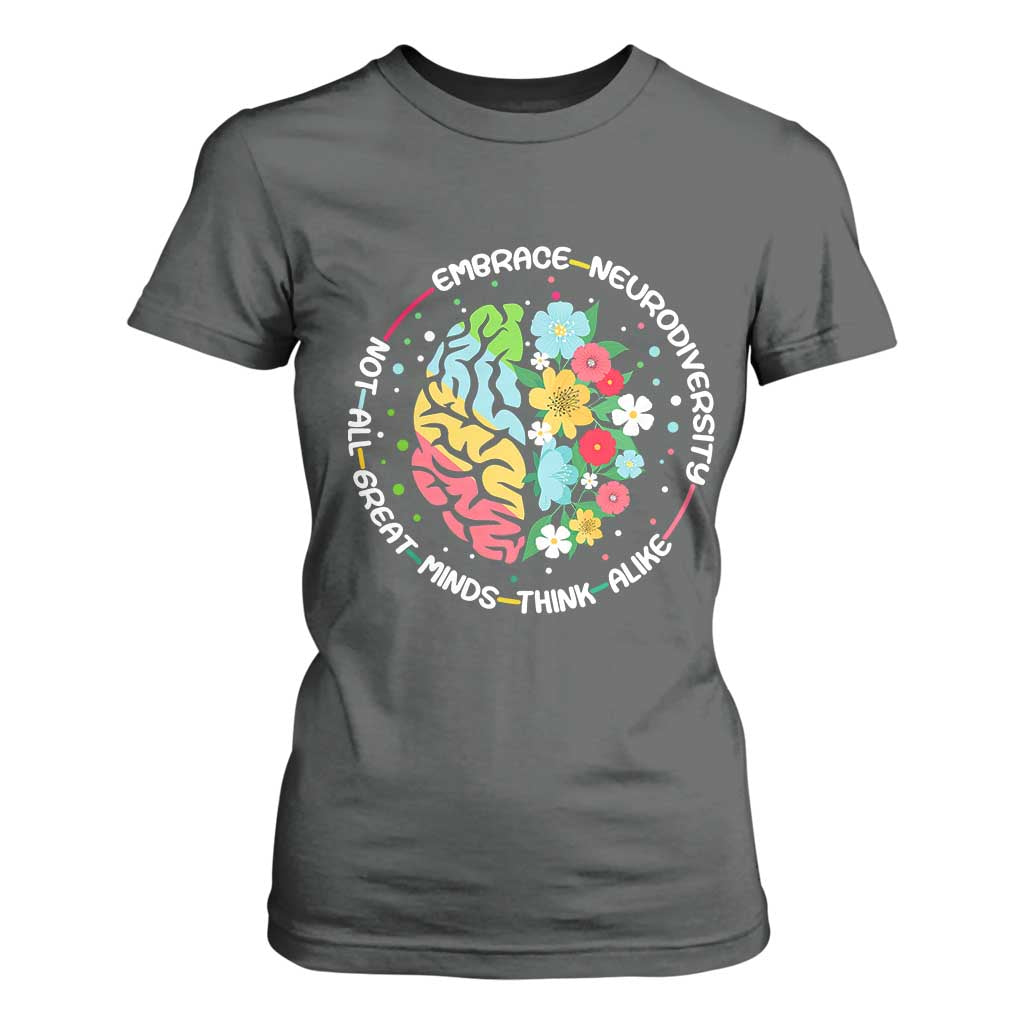 Embrace Neurodiversity T Shirt For Women Neurodiverse Brain Autism Awareness ADHD Autistic TS02 Dark Heather Print Your Wear