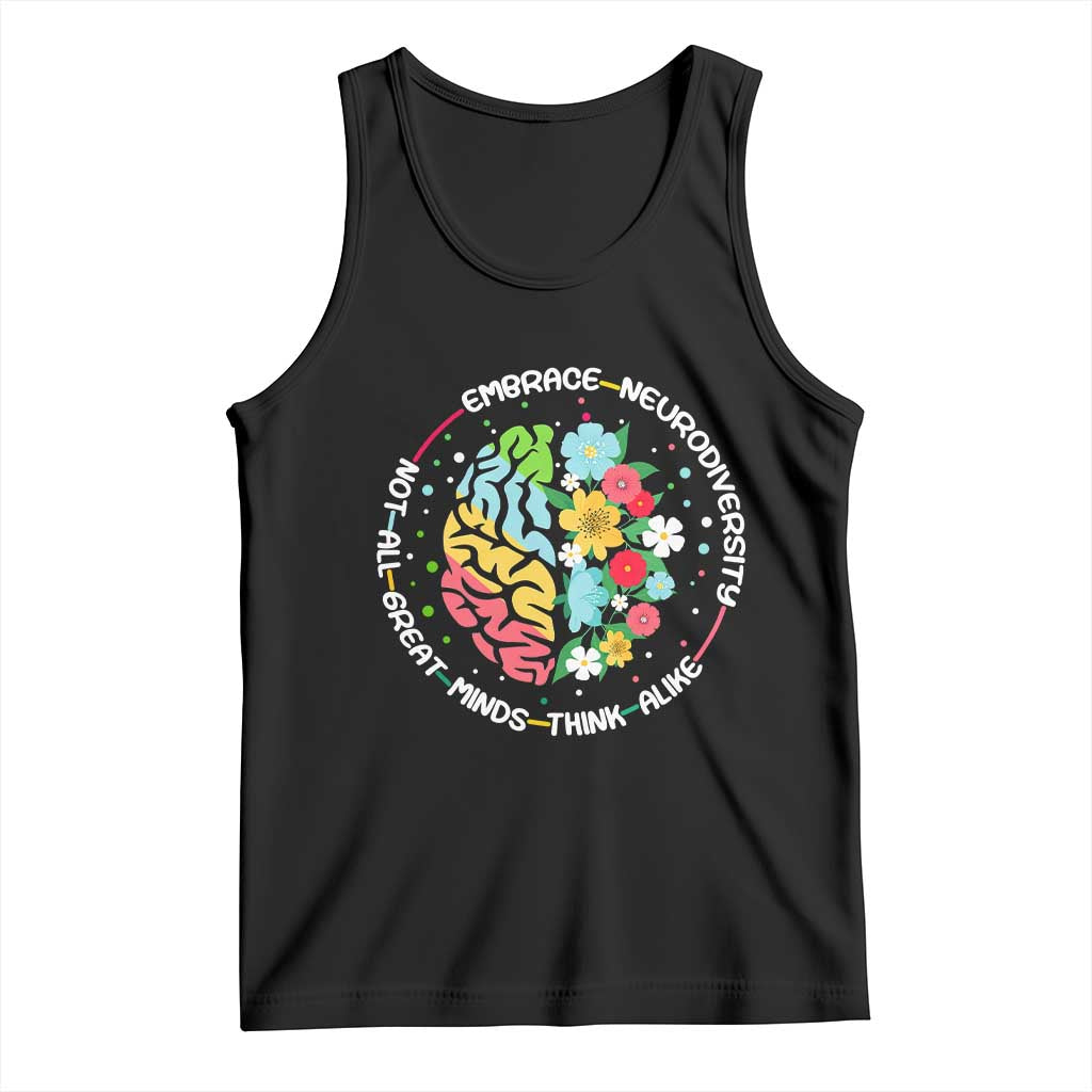 Embrace Neurodiversity Tank Top Neurodiverse Brain Autism Awareness ADHD Autistic TS02 Black Print Your Wear
