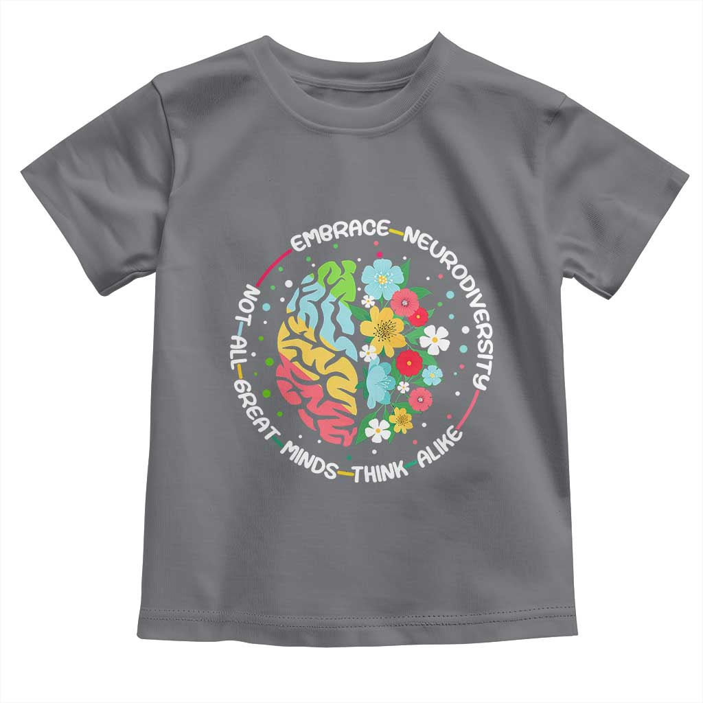 Embrace Neurodiversity Toddler T Shirt Neurodiverse Brain Autism Awareness ADHD Autistic TS02 Charcoal Print Your Wear