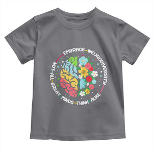 Embrace Neurodiversity Toddler T Shirt Neurodiverse Brain Autism Awareness ADHD Autistic TS02 Charcoal Print Your Wear