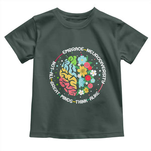 Embrace Neurodiversity Toddler T Shirt Neurodiverse Brain Autism Awareness ADHD Autistic TS02 Dark Forest Green Print Your Wear