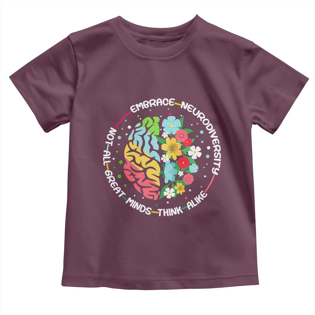 Embrace Neurodiversity Toddler T Shirt Neurodiverse Brain Autism Awareness ADHD Autistic TS02 Maroon Print Your Wear