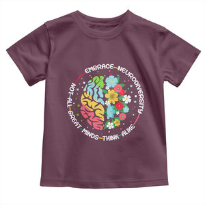 Embrace Neurodiversity Toddler T Shirt Neurodiverse Brain Autism Awareness ADHD Autistic TS02 Maroon Print Your Wear