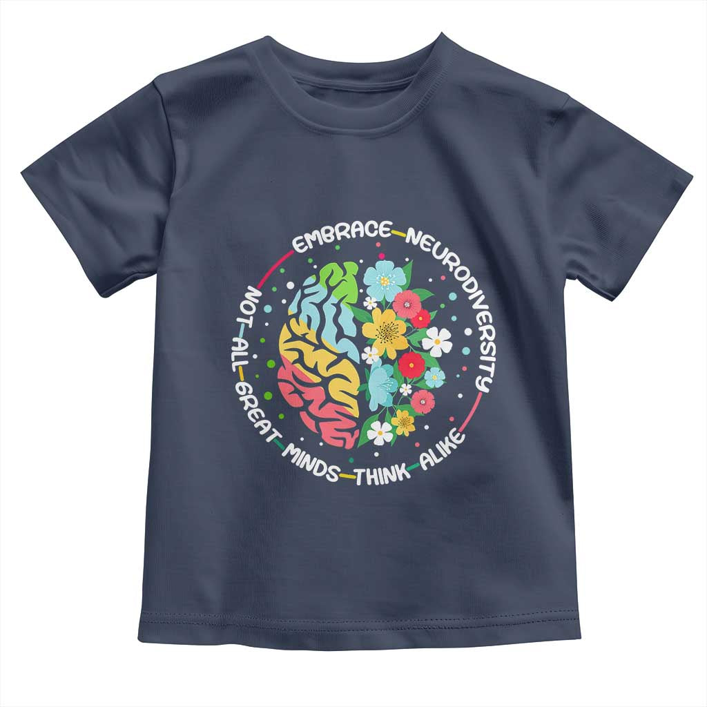 Embrace Neurodiversity Toddler T Shirt Neurodiverse Brain Autism Awareness ADHD Autistic TS02 Navy Print Your Wear