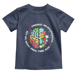Embrace Neurodiversity Toddler T Shirt Neurodiverse Brain Autism Awareness ADHD Autistic TS02 Navy Print Your Wear