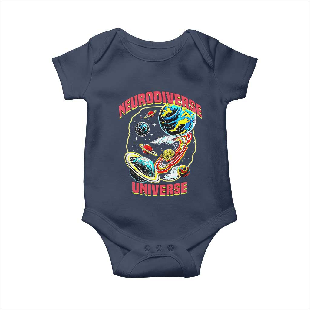 Neurodiverse Universe Baby Onesie Neurodiversity Embrace ADHD Autism ASD TS02 Navy Print Your Wear