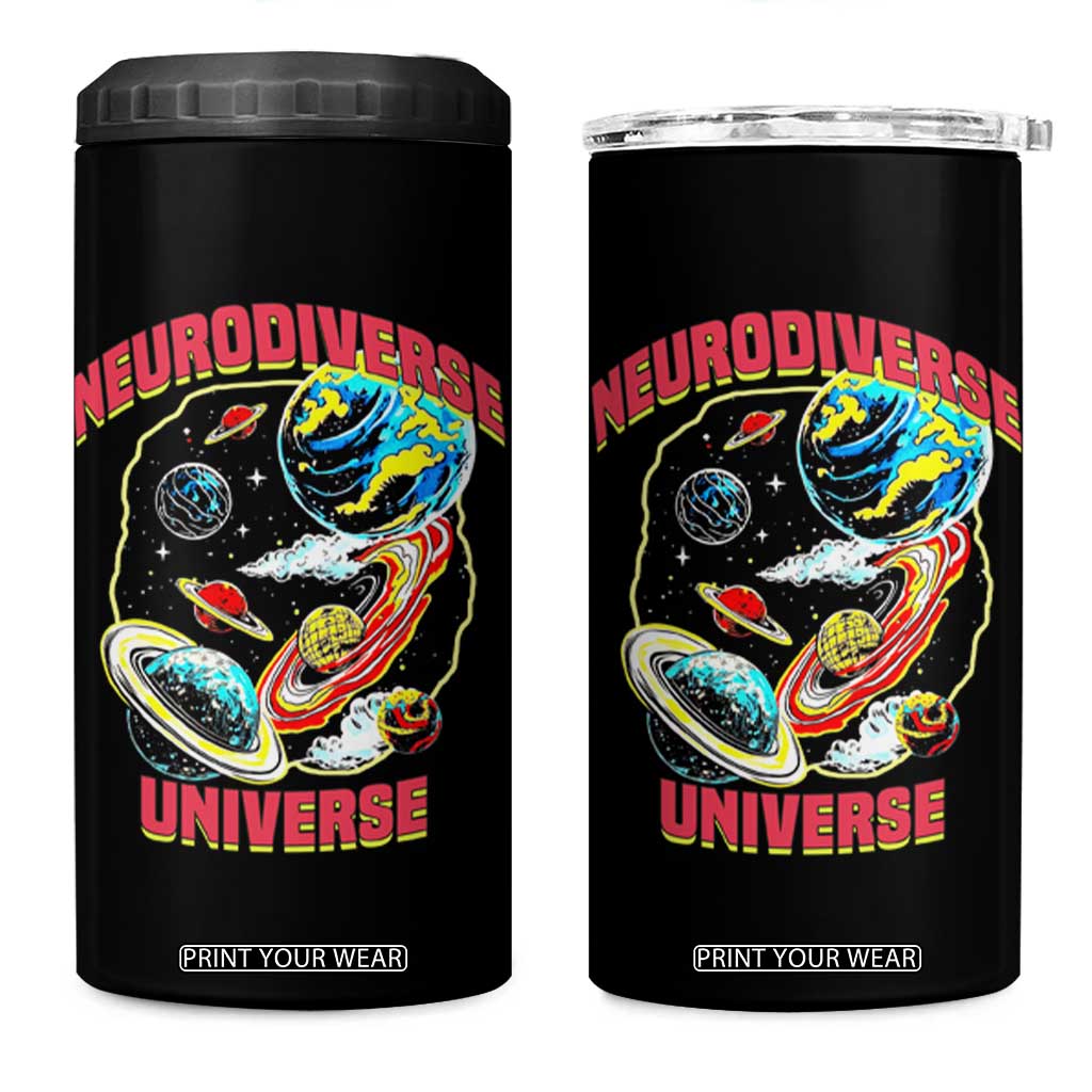 Neurodiverse Universe 4 in 1 Can Cooler Tumbler Neurodiversity Embrace ADHD Autism ASD TS02 One Size: 16 oz Black Print Your Wear