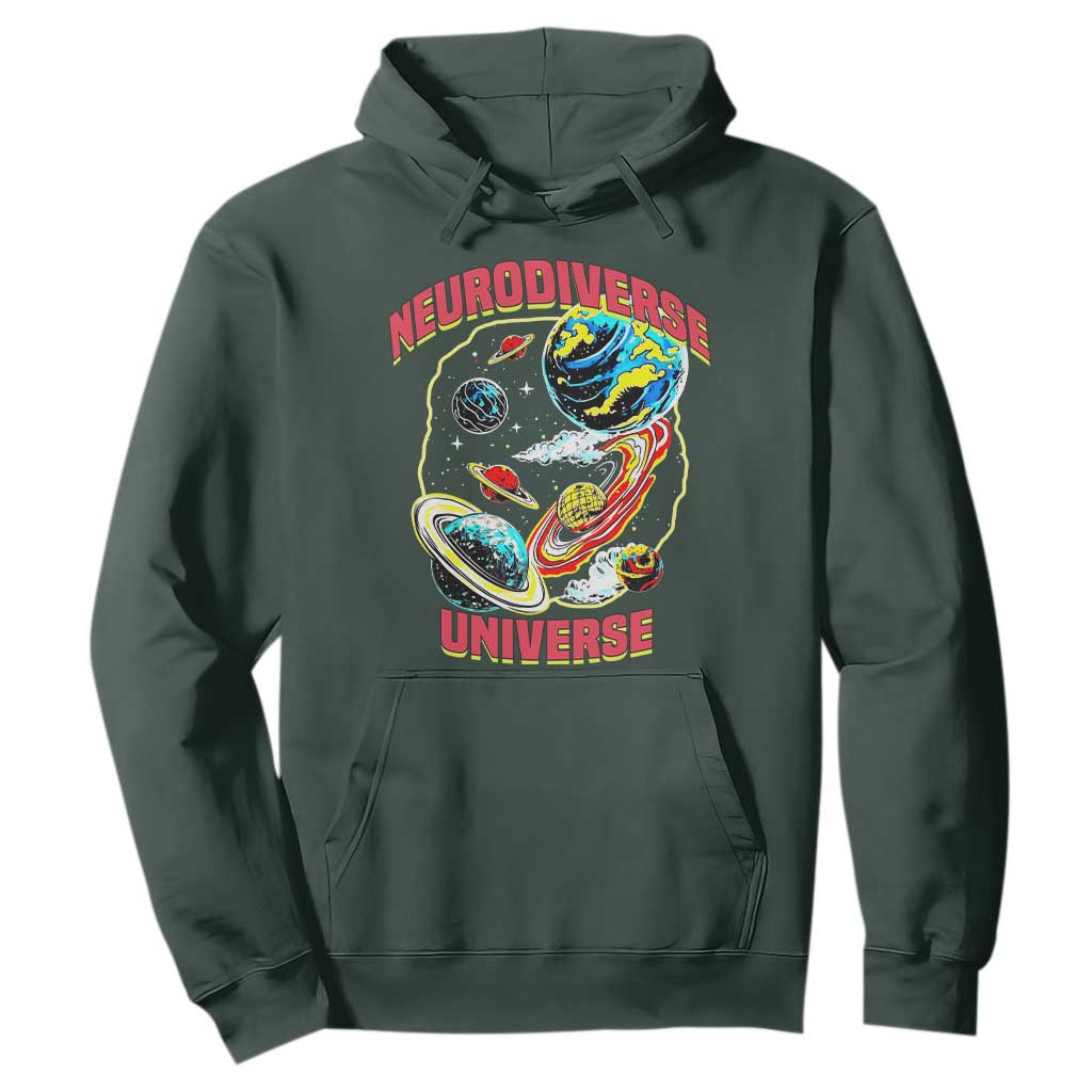 Neurodiverse Universe Hoodie Neurodiversity Embrace ADHD Autism ASD TS02 Dark Forest Green Print Your Wear