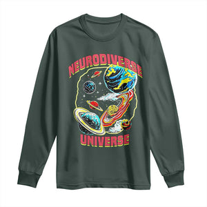 Neurodiverse Universe Long Sleeve Shirt Neurodiversity Embrace ADHD Autism ASD TS02 Dark Forest Green Print Your Wear