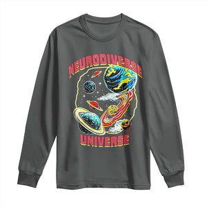 Neurodiverse Universe Long Sleeve Shirt Neurodiversity Embrace ADHD Autism ASD TS02 Dark Heather Print Your Wear