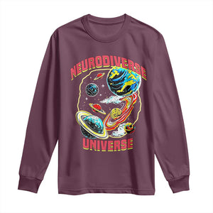 Neurodiverse Universe Long Sleeve Shirt Neurodiversity Embrace ADHD Autism ASD TS02 Maroon Print Your Wear