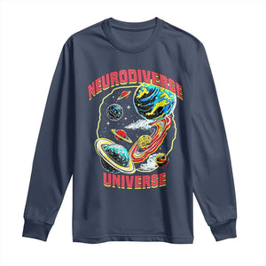 Neurodiverse Universe Long Sleeve Shirt Neurodiversity Embrace ADHD Autism ASD TS02 Navy Print Your Wear