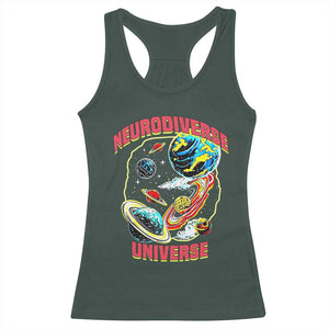 Neurodiverse Universe Racerback Tank Top Neurodiversity Embrace ADHD Autism ASD TS02 Dark Forest Green Print Your Wear