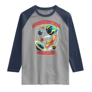 Neurodiverse Universe Raglan Shirt Neurodiversity Embrace ADHD Autism ASD TS02 Sport Gray Navy Print Your Wear