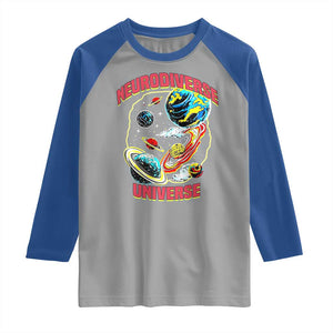 Neurodiverse Universe Raglan Shirt Neurodiversity Embrace ADHD Autism ASD TS02 Sport Gray Royal Print Your Wear