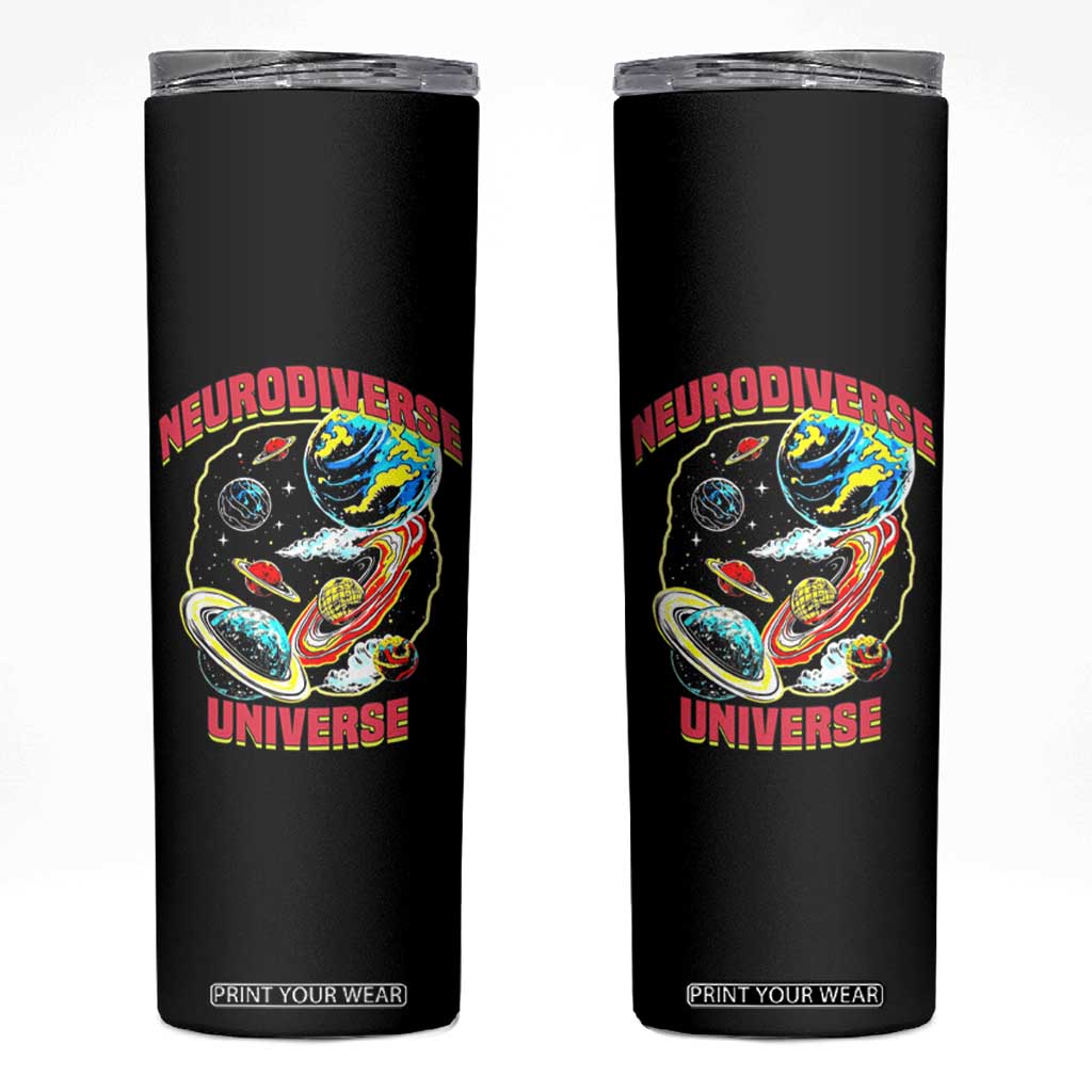 Neurodiverse Universe Skinny Tumbler Neurodiversity Embrace ADHD Autism ASD TS02 Black Print Your Wear