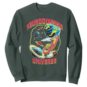Neurodiverse Universe Sweatshirt Neurodiversity Embrace ADHD Autism ASD TS02 Dark Forest Green Print Your Wear