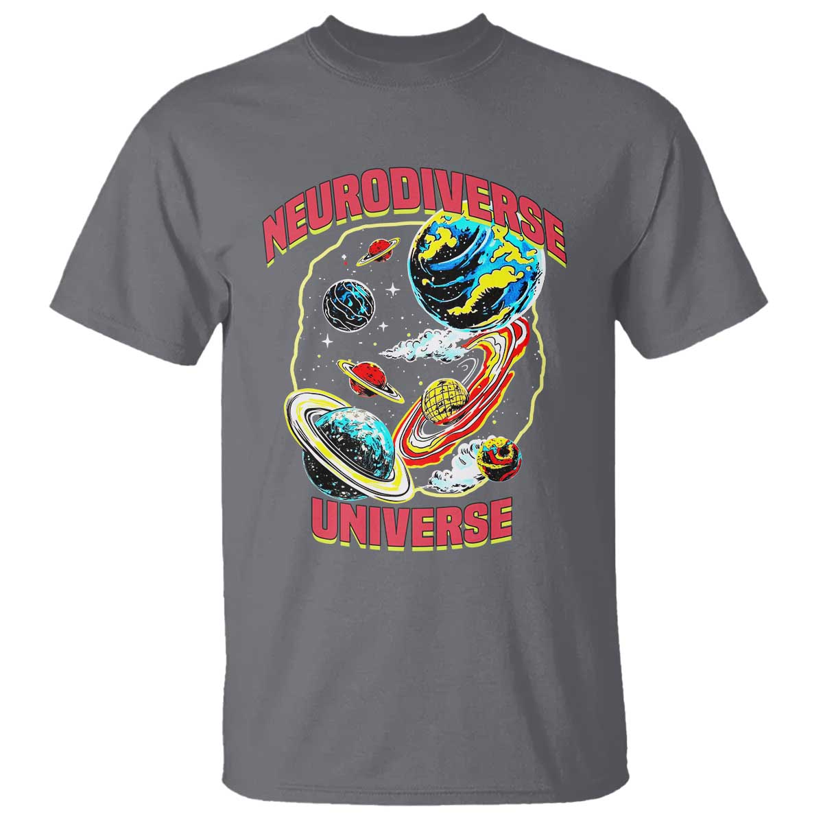 Neurodiverse Universe T Shirt Neurodiversity Embrace ADHD Autism ASD TS02 Charcoal Print Your Wear