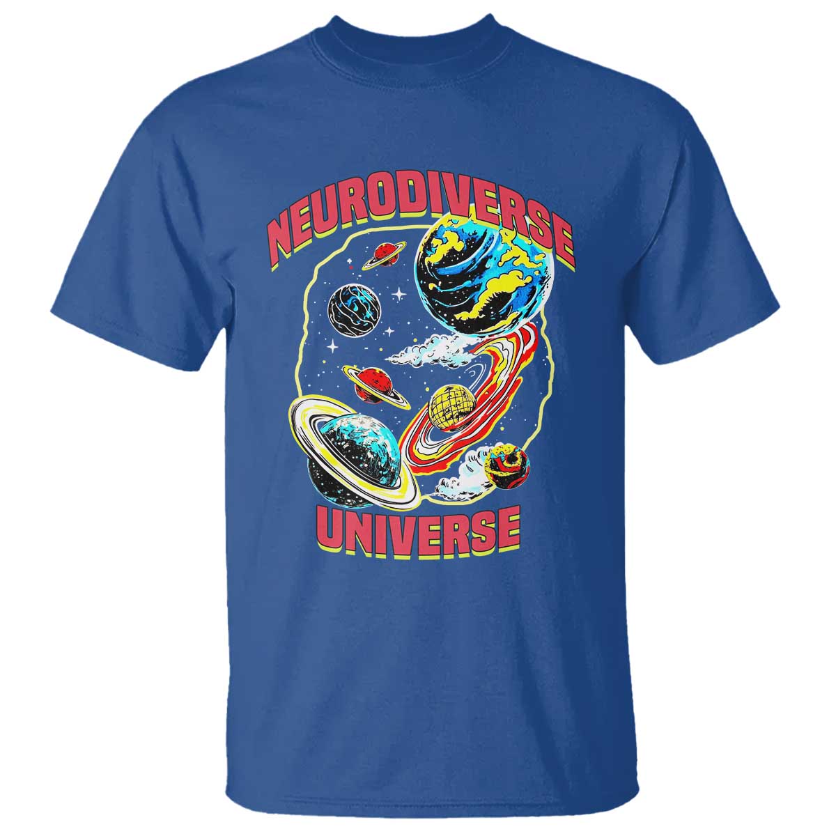 Neurodiverse Universe T Shirt Neurodiversity Embrace ADHD Autism ASD TS02 Royal Blue Print Your Wear