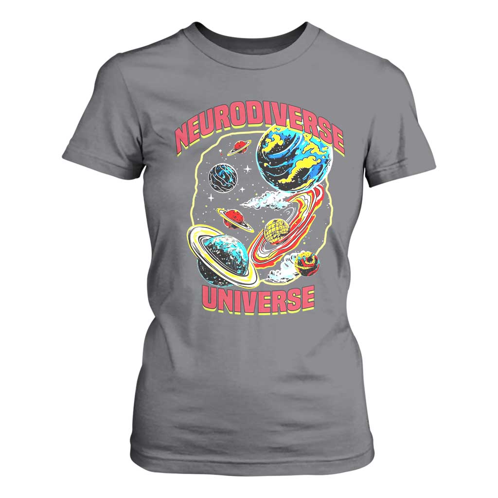 Neurodiverse Universe T Shirt For Women Neurodiversity Embrace ADHD Autism ASD TS02 Charcoal Print Your Wear