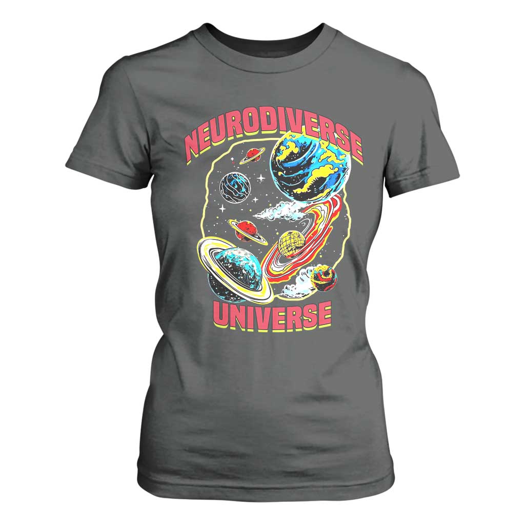 Neurodiverse Universe T Shirt For Women Neurodiversity Embrace ADHD Autism ASD TS02 Dark Heather Print Your Wear