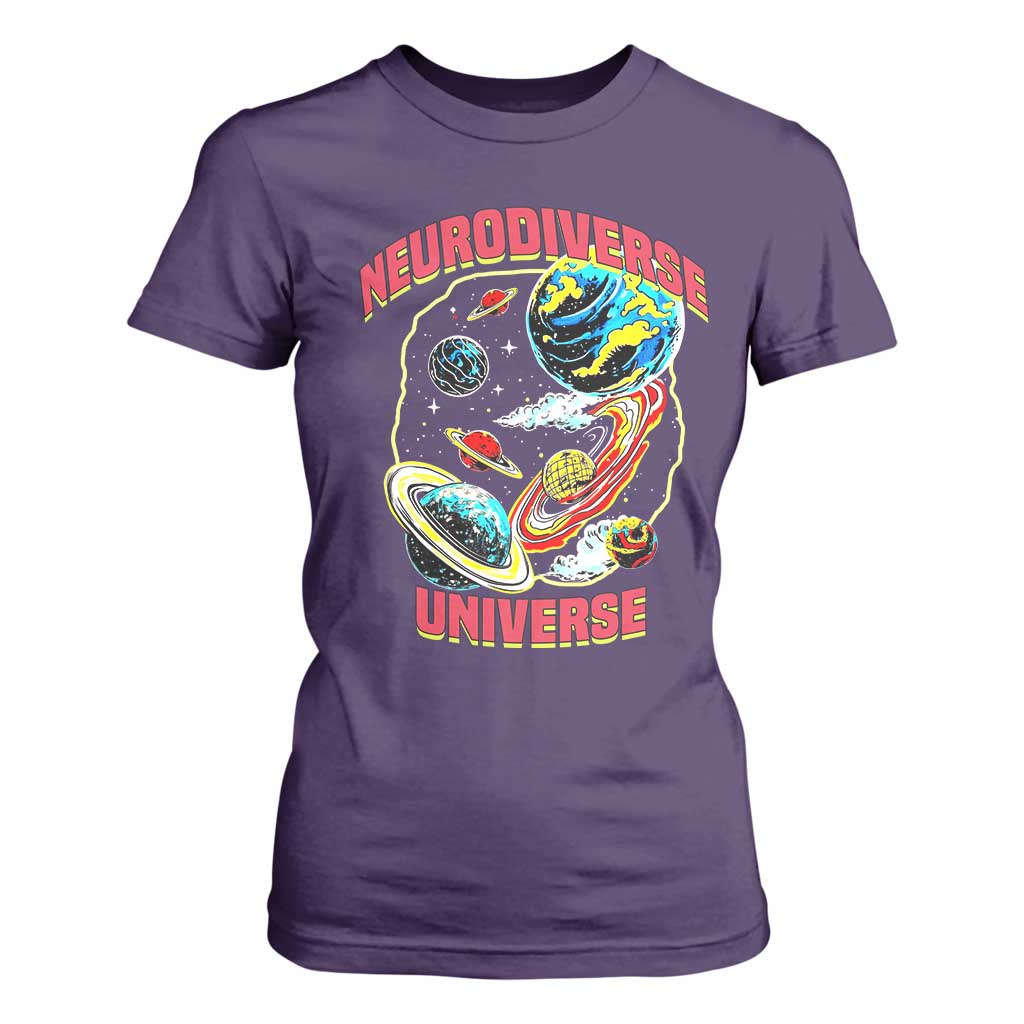 Neurodiverse Universe T Shirt For Women Neurodiversity Embrace ADHD Autism ASD TS02 Purple Print Your Wear