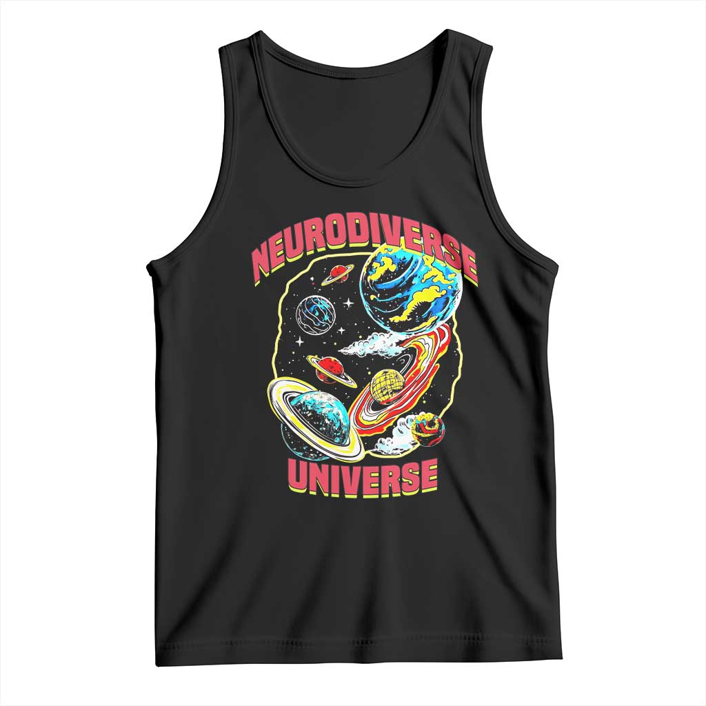 Neurodiverse Universe Tank Top Neurodiversity Embrace ADHD Autism ASD TS02 Black Print Your Wear