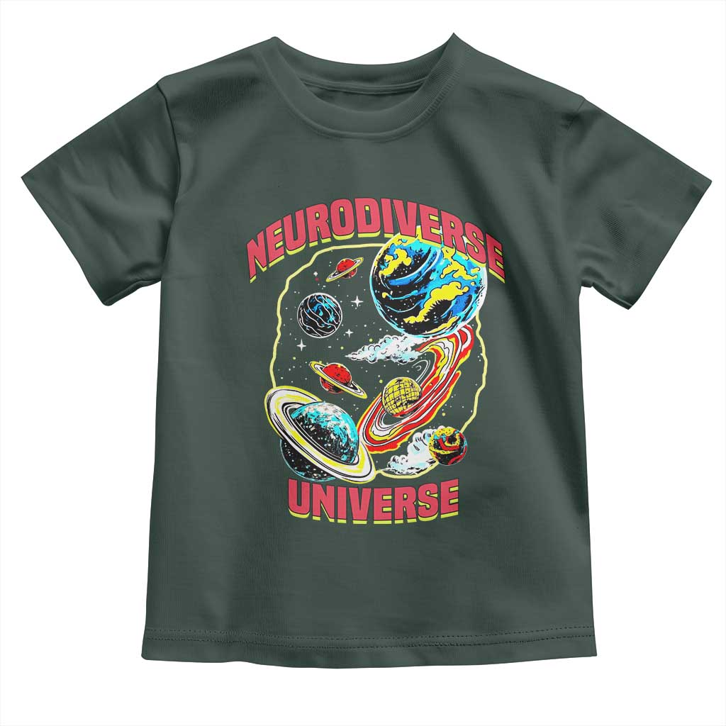 Neurodiverse Universe Toddler T Shirt Neurodiversity Embrace ADHD Autism ASD TS02 Dark Forest Green Print Your Wear