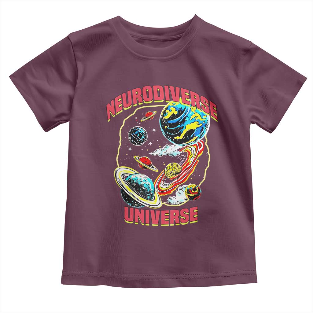 Neurodiverse Universe Toddler T Shirt Neurodiversity Embrace ADHD Autism ASD TS02 Maroon Print Your Wear