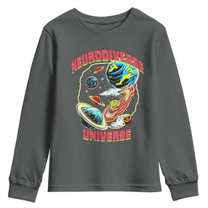 Neurodiverse Universe Youth Sweatshirt Neurodiversity Embrace ADHD Autism ASD TS02 Dark Heather Print Your Wear