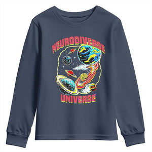 Neurodiverse Universe Youth Sweatshirt Neurodiversity Embrace ADHD Autism ASD TS02 Navy Print Your Wear