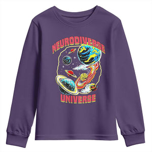 Neurodiverse Universe Youth Sweatshirt Neurodiversity Embrace ADHD Autism ASD TS02 Purple Print Your Wear
